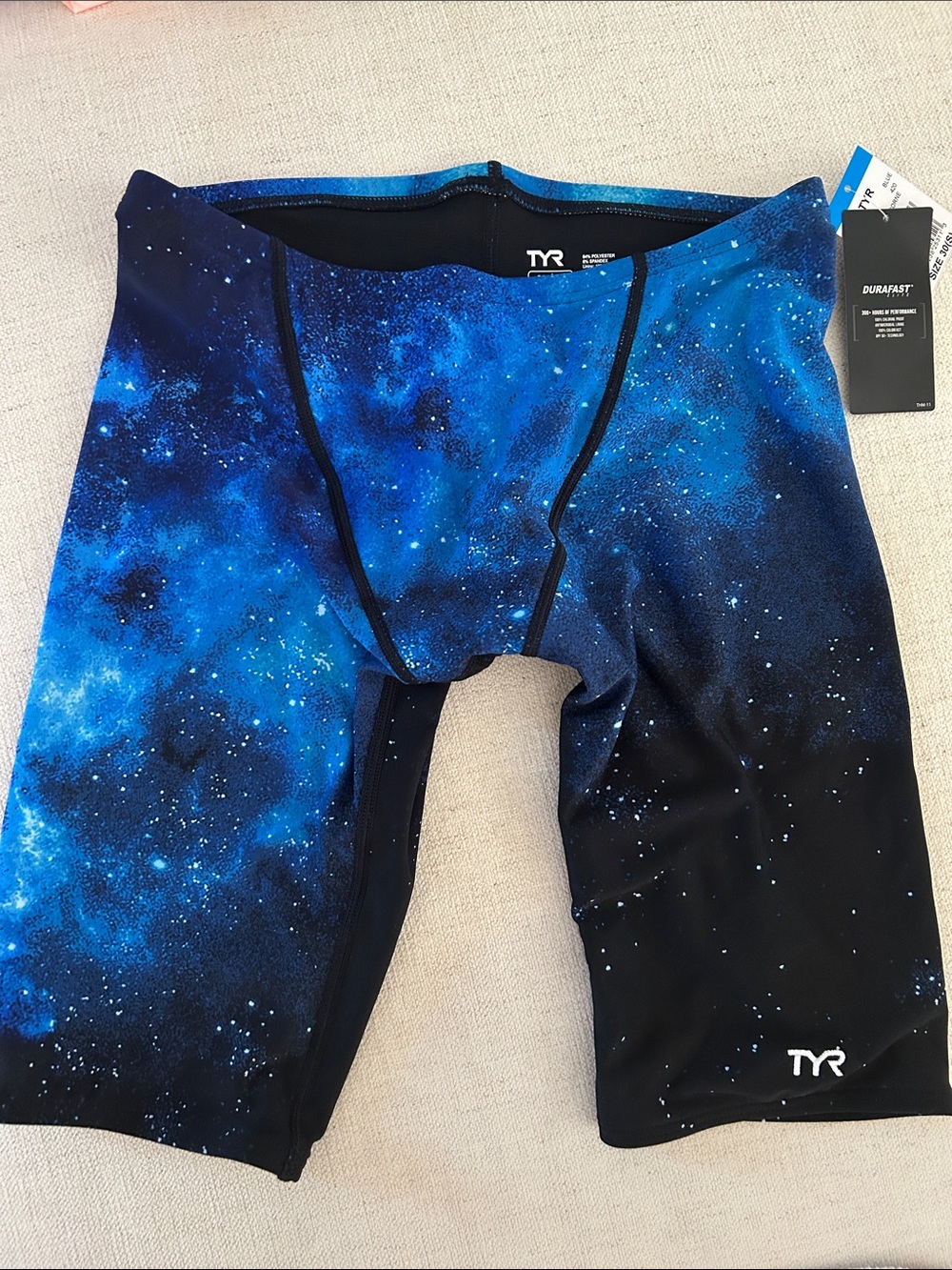 TYR Durafast Elite mens Jammer Swimsuit - Starborne, Blue, Size 30, NWT
